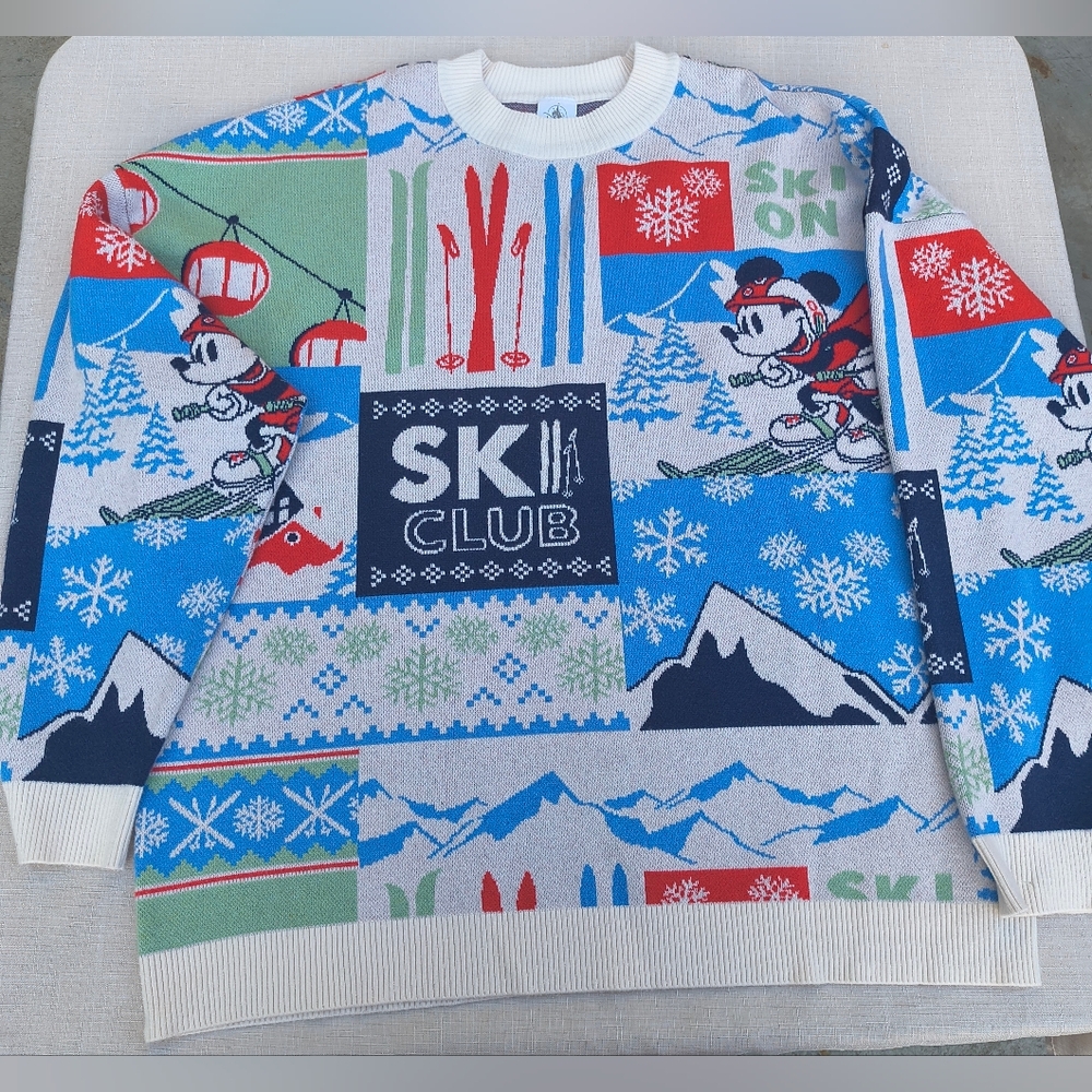 Disney Store Exclusive Mickey Mouse Winter Scenic Pullover Knit Sweater
